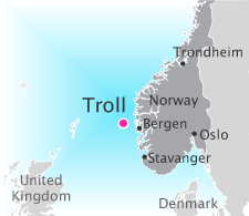 Карта расположения нефтегазового месторождения Troll Vest